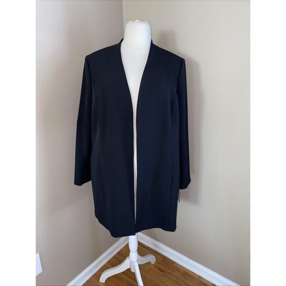 KASPER BLACK LONG LINED OPEN BLAZER JACKET POCKETS CAREER PLUS SIZE 20W - Picture 10 of 10